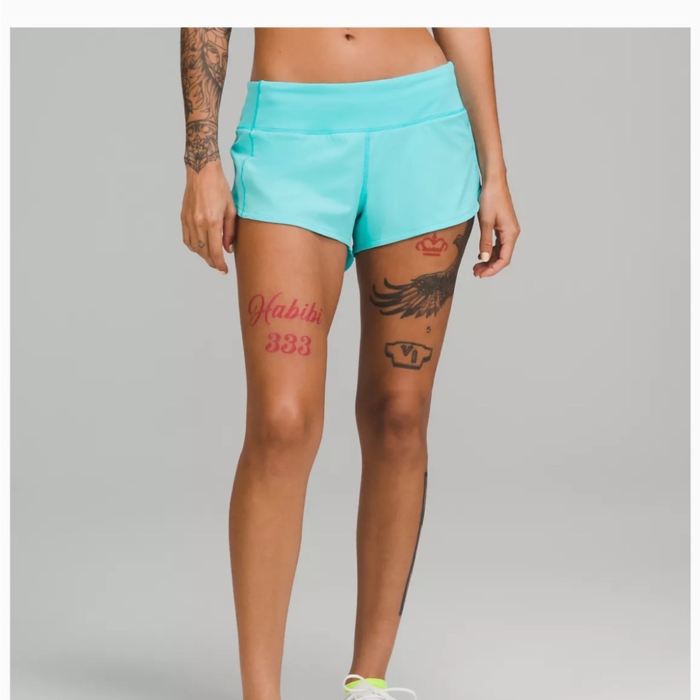 Electric blue LULULEMON speed up shorts 2.5”